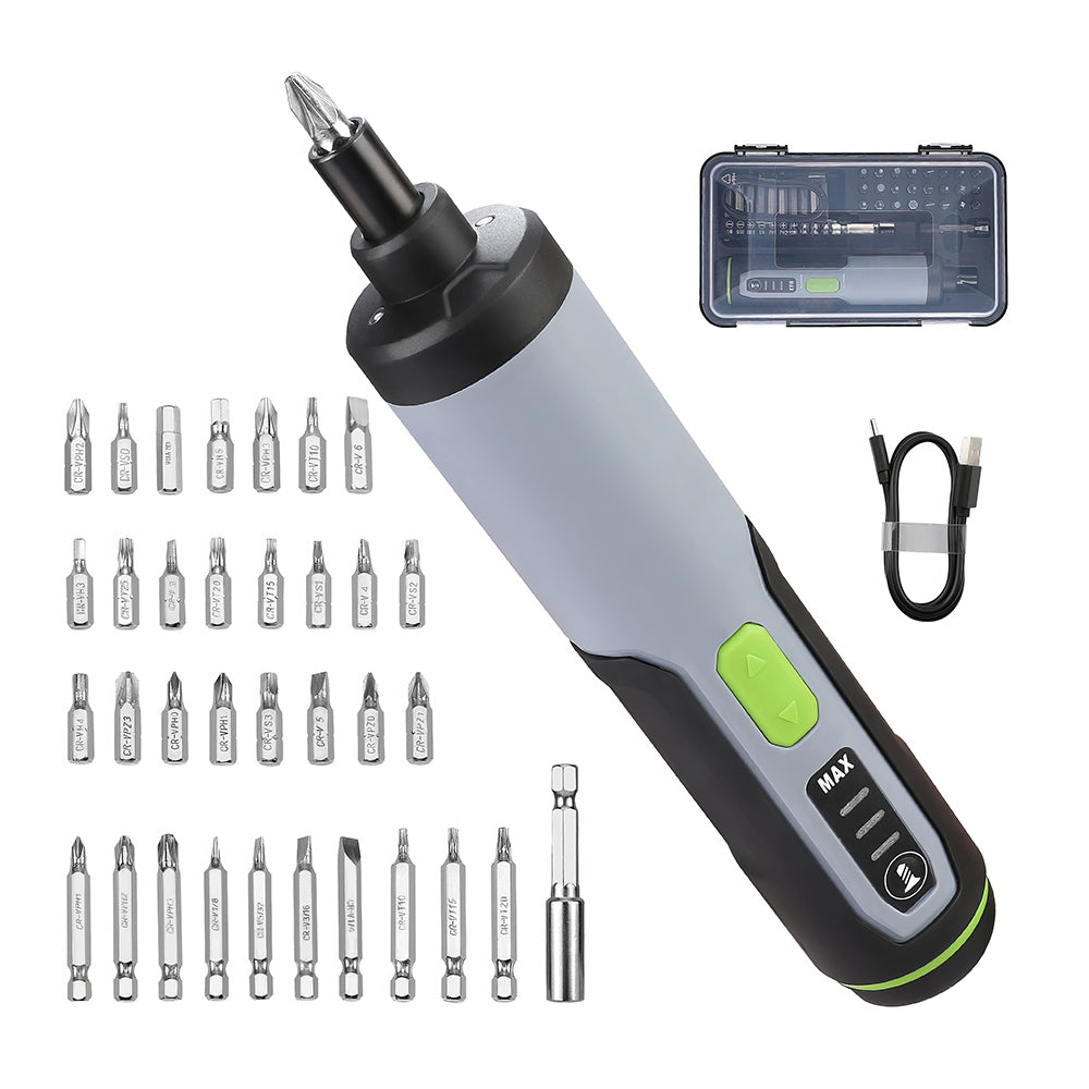 4V Cordless Electric Screwdriver Kit with 35 Bits & LED Work Light