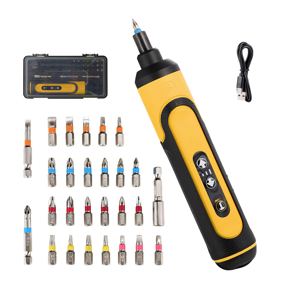 4V Cordless Electric Screwdriver Kit with 26 Bits & LED Work Light