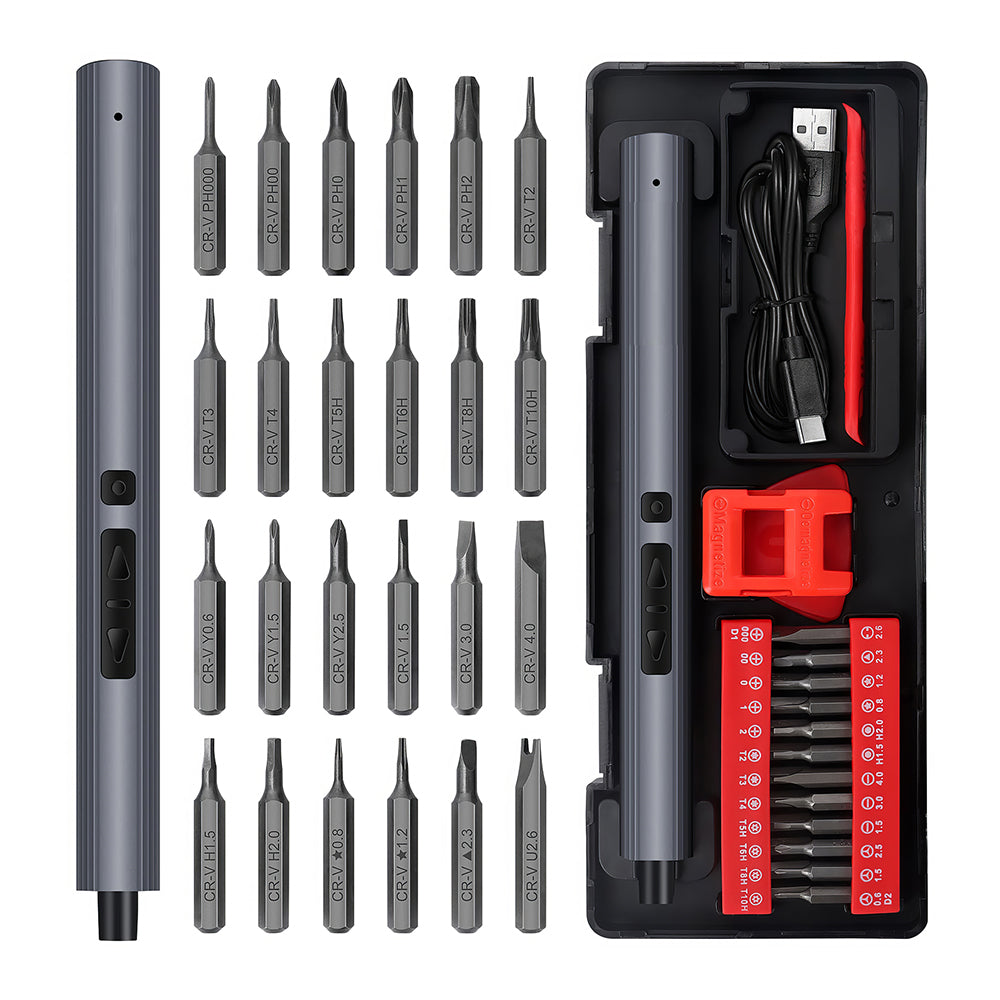 29-in-1 Mini Electric Screwdriver Kit with 24 Magnetic Bits, USB-C