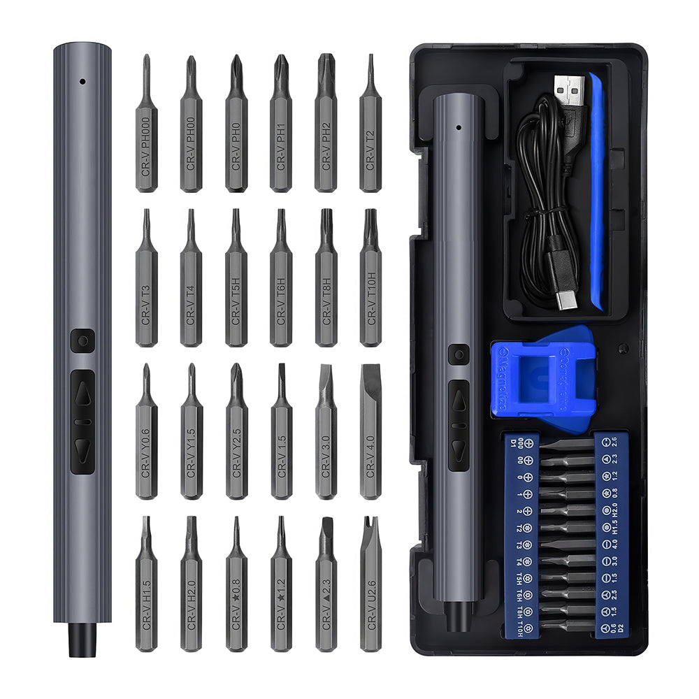 29-in-1 Mini Electric Screwdriver Kit with 24 Magnetic Bits, USB-C