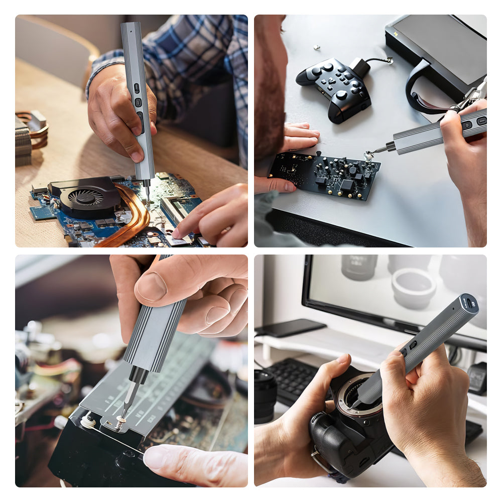 Mini Cordless Electric Screwdriver Kit with 30 S2 Bits & 4 LEDs