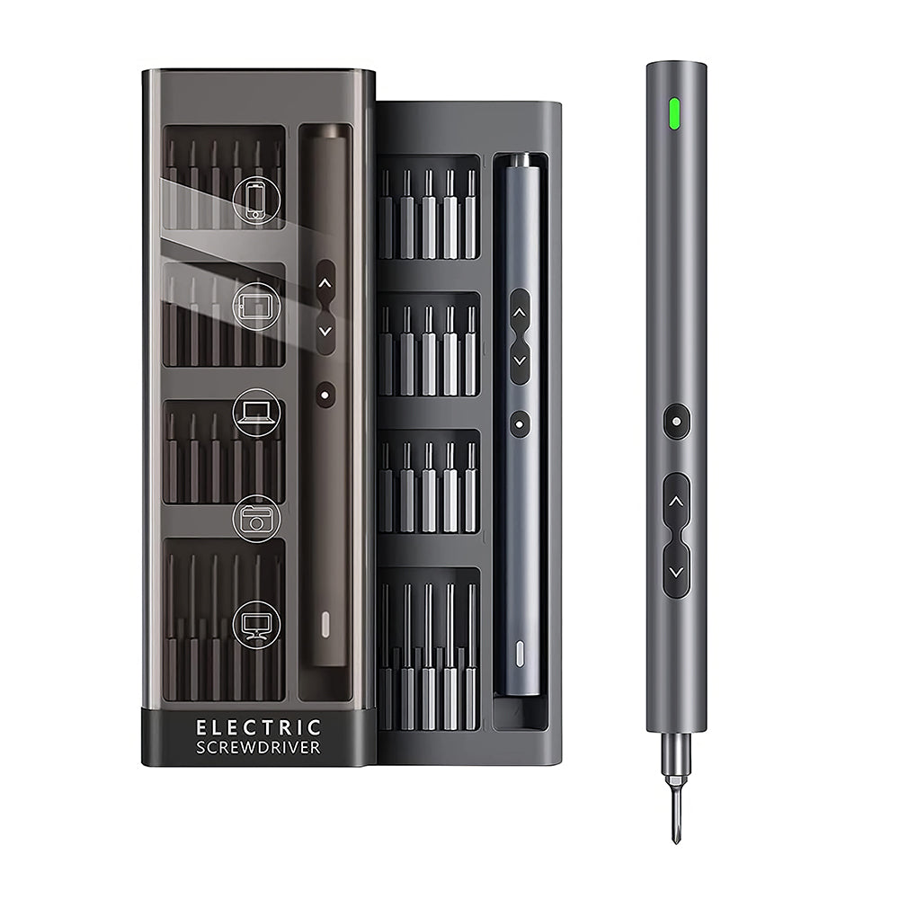 36-in-1 Mini Electric Precision Screwdriver Kit with 30 S2 Bits & LED