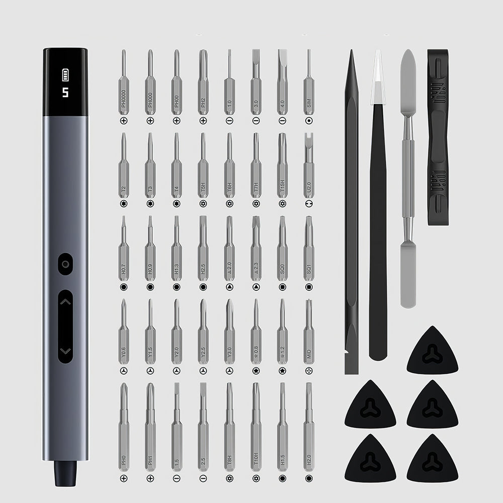 Mini 4V Precision Electric Screwdriver Kit with 5 Torque Levels, 50-in-1