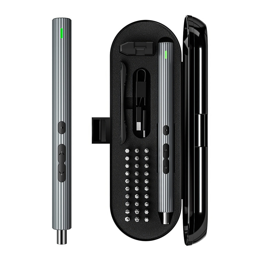 36-in-1 Mini Electric Precision Screwdriver Kit with 30 S2 Bits & LED