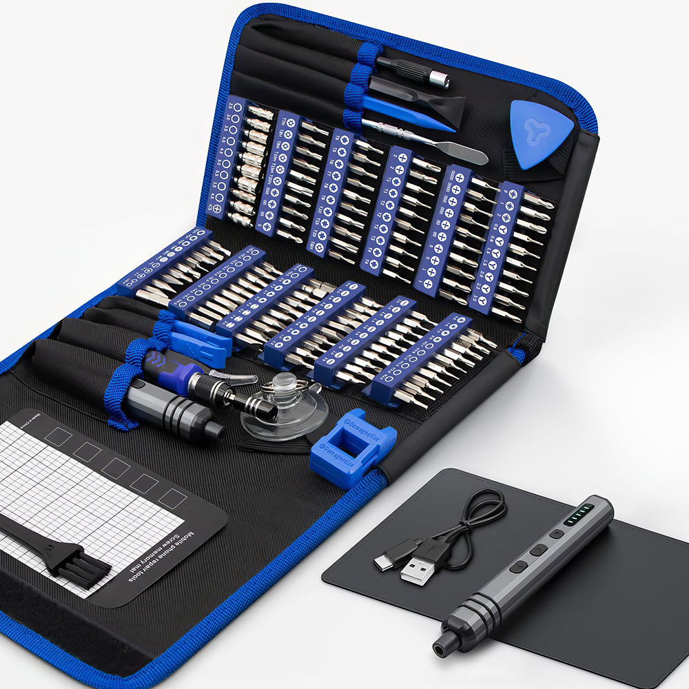 Mini Cordless Electric Screwdriver Kit with 30 S2 Bits & 4 LEDs